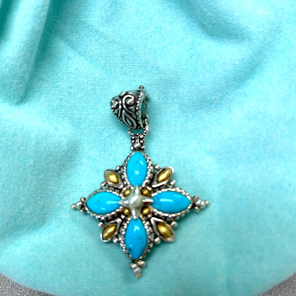 Barbara Bixby 925 Sterling Silver and 18k gold Turquoise Enhancer - Picture 4 of 4